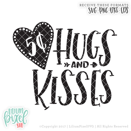 5c Hugs and Kisses - SVG PNG DXF EPS Cut File • Silhouette • Cricut • More