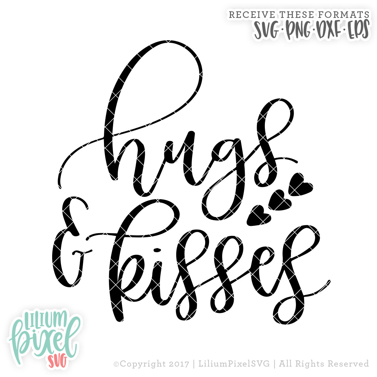 Hugs and Kisses Hearts - SVG PNG DXF EPS Cut File • Silhouette • Cricut • More