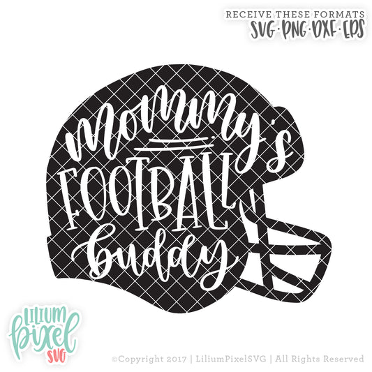 Football Helmet - Mommys Football Buddy - SVG PNG DXF EPS Cut File • Silhouette • Cricut • More