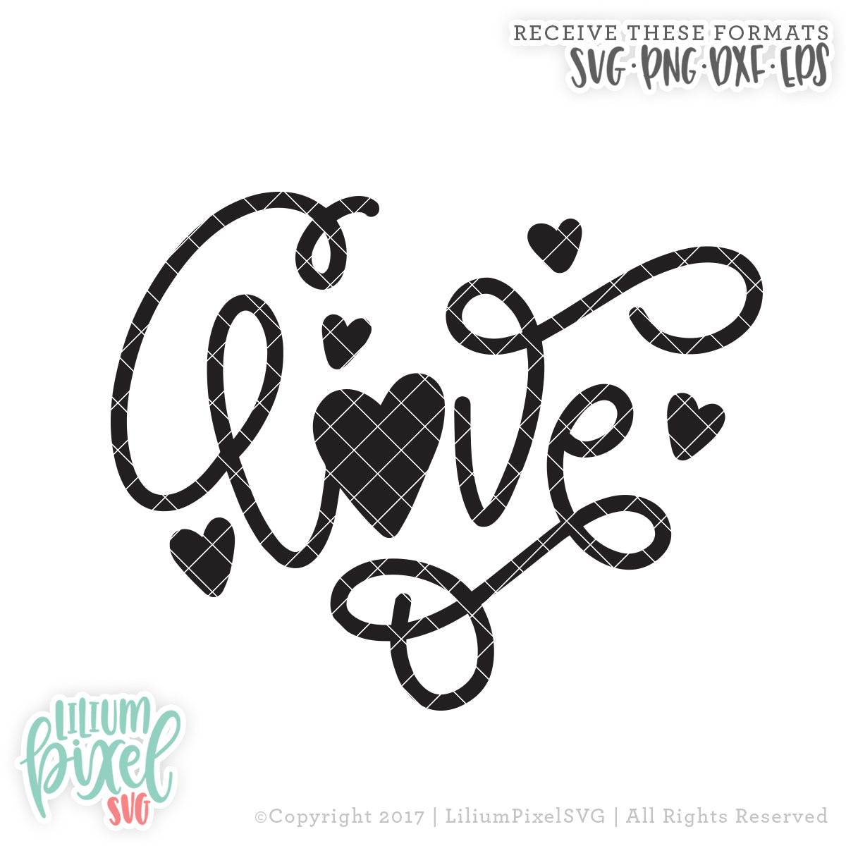 Love Flourish with Heart - SVG PNG DXF EPS Cut File • Silhouette • Cricut • More
