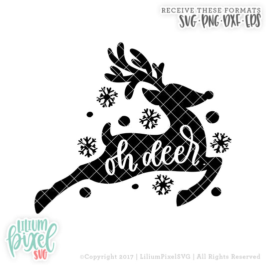 Oh Deer Snowflake - SVG PNG DXF EPS Cut File • Silhouette • Cricut • More