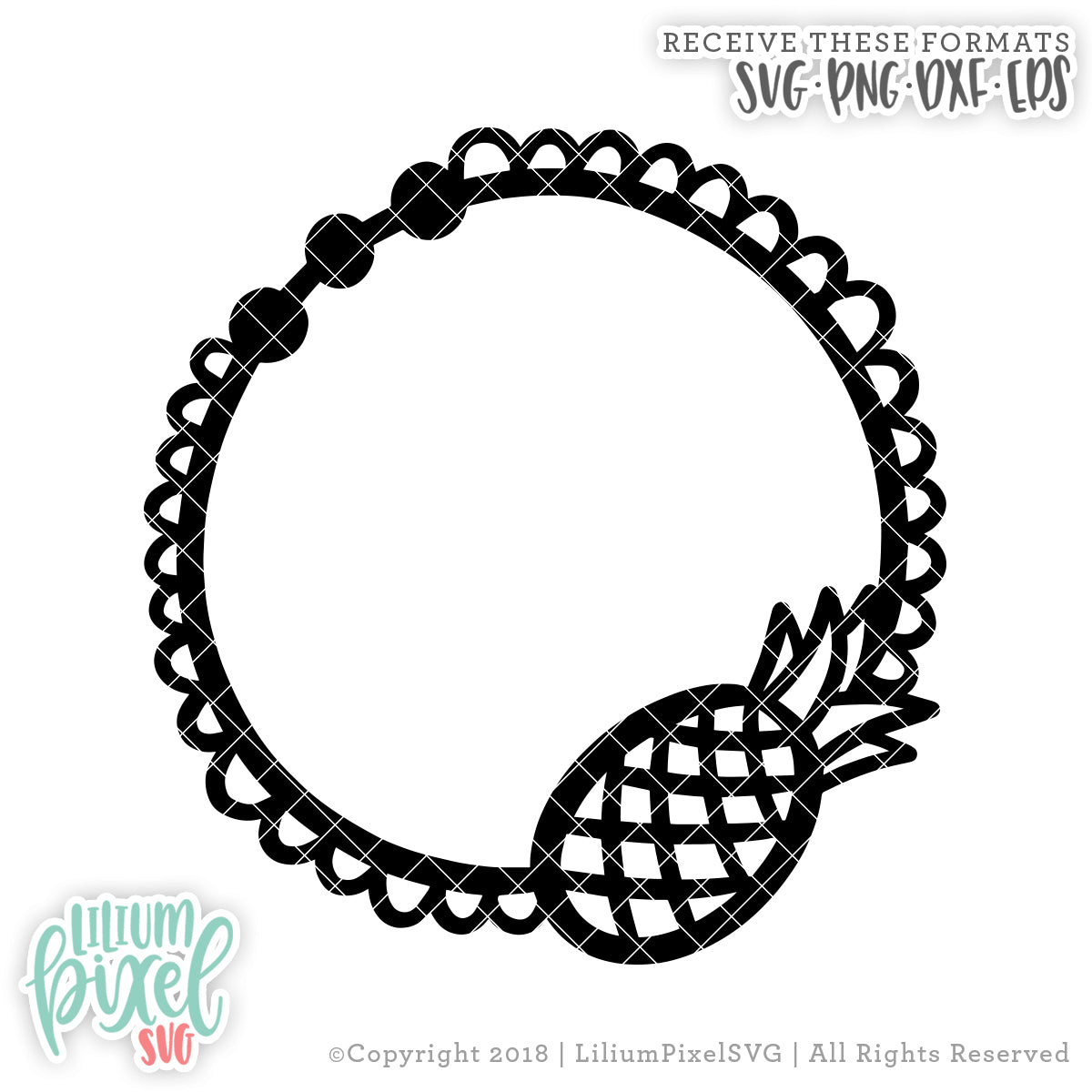 Pineapple Doily Monogram Frame  - SVG PNG DXF EPS Cut File • Silhouette • Cricut • More