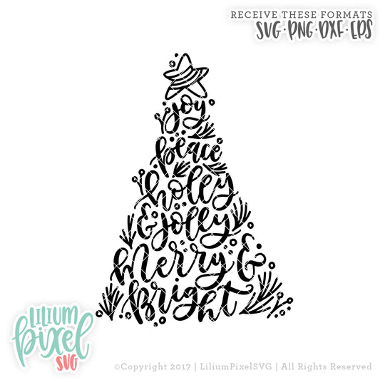 Christmas Tree Words - SVG PNG DXF EPS Cut File • Silhouette • Cricut • More