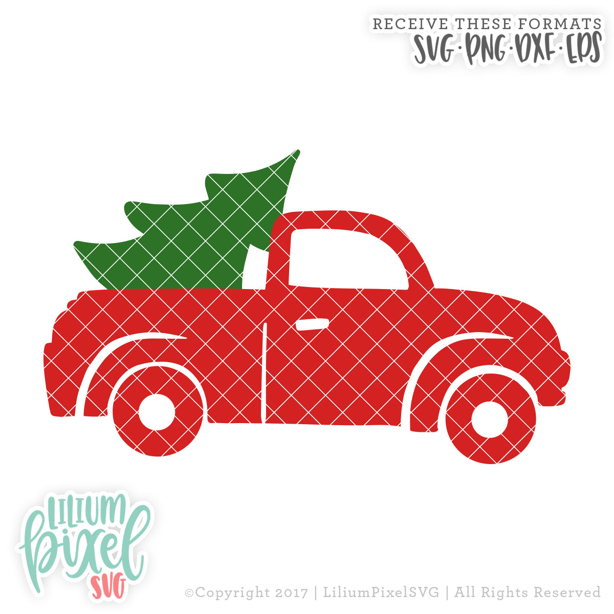Christmas Tree Truck - SVG PNG DXF EPS Cut File • Silhouette • Cricut • More